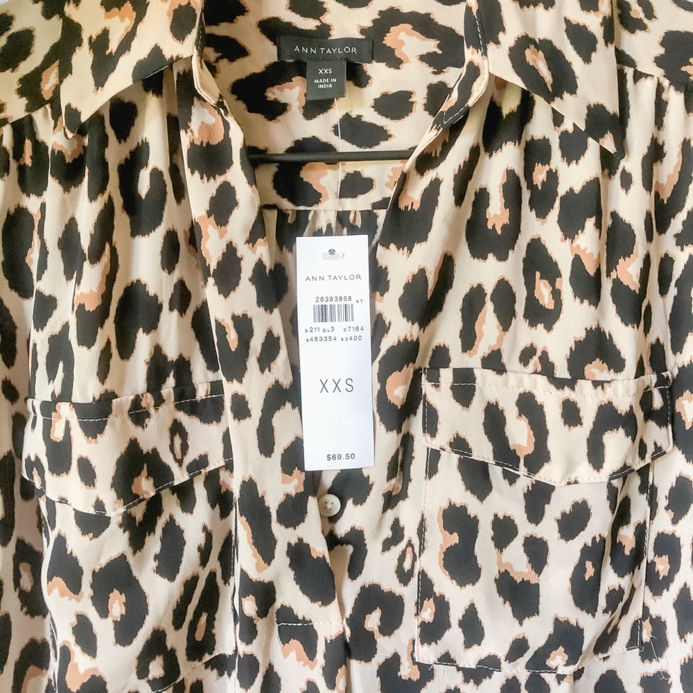 Ann Taylor Camp Shirt in Leopard XXS ❤️ - Picture 5 of 5